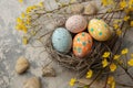 Happy easter best regard Eggs Pastel baby peach Basket. White Crucifixion Bunny Saturated. splashy background wallpaper