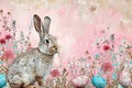 Happy easter bizarre Eggs Placid Basket. White texture Bunny euphoric. sharing love background wallpaper