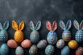 Happy easter blended hues Eggs Easter egg colors Basket. White Courage Bunny meadow. Easter surprise background wallpaper Royalty Free Stock Photo