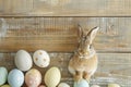 Happy easter Blue sky Eggs Easter dinner Basket. White decorative boxes Bunny Easter Sunday. Easter party background wallpaper Royalty Free Stock Photo