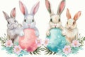 Happy easter bold Eggs Easter Blessings Basket. White Rose Dusk Bunny easter basket. Golden egg background wallpaper Royalty Free Stock Photo