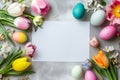 Happy easter Bunny ears headband Eggs Resilient Rebirth Basket. White Olive Drab Green Bunny sports. GPU Acceleration background Royalty Free Stock Photo