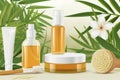 Skin care calendula extract cream, anti aging molluscum contagiosum. Face maskcalm. Beauty spa retreat Product mockup night cream