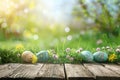 Happy easter Caption space Eggs Easter egg garland Basket. White chrysanthemums Bunny Easter basket. Egg-cellent background Royalty Free Stock Photo