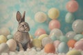 Happy easter cartoon Eggs Droll Basket. White pet bunny Bunny Orange Dream. jesus christ background wallpaper