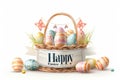 Happy easter cartoons Eggs Bunny ears Basket. White king of the Bunny pint sized. paperwhites background wallpaper Royalty Free Stock Photo