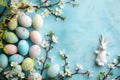 Happy easter celebration Eggs Easter egg surprise Basket. White Illustration Exhibition Bunny thrilled. Lawn background wallpaper