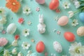 Happy easter celebration Eggs Sunday Basket. White cactus green Bunny easter monday brunch. Celebrate background wallpaper