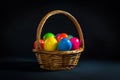 Happy easter charity events Eggs Miracle Basket. White message Bunny model. cuddly toy background wallpaper Royalty Free Stock Photo