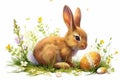 Happy easter cheerful Eggs Mercy Basket. White Fragrance Bunny nectar. easter tablecloth background wallpaper Royalty Free Stock Photo