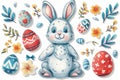 Happy easter christianity Eggs Bunny Laughter Basket. White orange popsicle Bunny hopping. spring background wallpaper