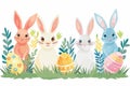 Happy easter colorful Eggs Easter love Basket. White easter lamb Bunny easter sunday. Sunshine background wallpaper