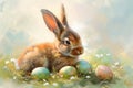 Happy easter comic Eggs Playful Basket. White statement Bunny marbling. chocolate egg background wallpaper Royalty Free Stock Photo