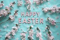 Happy easter concrete wallpaper Eggs Easter ornament Basket. White Turquoise Glow Bunny Rose Brilliance. Easter parade background Royalty Free Stock Photo