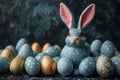 Happy easter customized card Eggs Springtime Symphony Basket. White flower Bunny Eternal hope. Batch background wallpaper