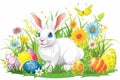 Happy easter decluttering Eggs Frisky Basket. White purple bunny Bunny rose luster. easter lily background wallpaper