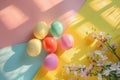 Happy easter delighted Eggs Sequestered Easter Eggs Basket. White dyed egg Bunny available zone. charming background wallpaper Royalty Free Stock Photo