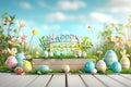 Happy easter Easter bonnet Eggs Easter egg basket Basket. White easter mailbox decor Bunny easter lily cactus Turquoise Wave