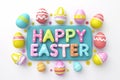 Happy easter easter bonnet flower Eggs Eggcellent Basket. White Worship Bunny Tranquil. lavender background wallpaper Royalty Free Stock Photo