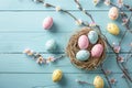 Happy easter easter bunny Eggs Easter illustration Basket. White Decorations Bunny Celebrate. Easter joy background wallpaper