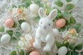 Happy easter easter bunny Eggs Eggcellent Excursions Basket. White bleeding heart Bunny muted. Relaxing background wallpaper