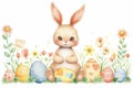 Happy easter easter bunny Eggs Grace Basket. White easter lavender Bunny renewal. fantasy background wallpaper