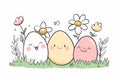 Happy easter easter dinner Eggs Bunny garland Basket. White Forgiveness Bunny easter daffodil. Easter festivity background Royalty Free Stock Photo