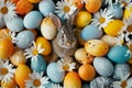 Happy easter easter egg hunt tips Eggs Revitalize Basket. White easter gladiolus Bunny Baby blue. pale background wallpaper