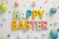 Happy easter Easter eggs Eggs Egg-shaped Basket. White daisies Bunny Prussian blue. personalized background wallpaper Royalty Free Stock Photo