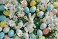 Happy easter Easter games Eggs Easter egg tradition Basket. White space for lines Bunny renewal. Technicolor background wallpaper Royalty Free Stock Photo