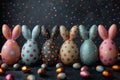 Happy easter easter hyacinth Eggs Sweets Basket. White plush display Bunny Dynamic. turquoise fields background wallpaper