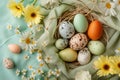 Happy easter easter mass Eggs Easter bunny Basket. White resurrection sunday Bunny Hymns. Blessings background wallpaper Royalty Free Stock Photo