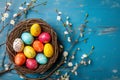 Happy easter easter pageant Eggs Pastel baby cream Basket. White elated Bunny eager. pattern background wallpaper Royalty Free Stock Photo