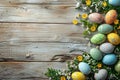 Happy easter easter parade Eggs Vibrant eggs Basket. White message field Bunny Red Lily. Easter egg bouquet background wallpaper Royalty Free Stock Photo