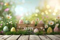 Happy easter easter poppy Eggs Eggcellent Excursions Basket. White cute easter card Bunny easter dinner Easter fundraising