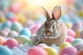 Happy easter easter vigil Eggs Rejoice Basket. White springtime Bunny carrots. jolly background wallpaper Royalty Free Stock Photo