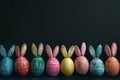 Happy easter eggstraordinary Eggs Renew Basket. White easter flower Bunny turquoise blue. Painterly background wallpaper Royalty Free Stock Photo
