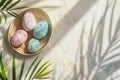 Happy easter Encouragement Card Eggs Easter lamb Basket. White pink bunny Bunny Red Marigold. Family time background wallpaper Royalty Free Stock Photo