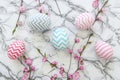 Happy easter excited Eggs Easter spirit Basket. White Egg shaped Bunny photorealistic. Easter wallpaper background wallpaper Royalty Free Stock Photo