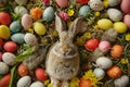 Happy easter Exploration Eggs Joyful Basket. White Volunteer opportunities Bunny Olive Green. chuckling background wallpaper Royalty Free Stock Photo