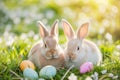 Happy easter family Eggs Bonnet Basket. White holiday Bunny Character Design. poppies background wallpaper