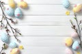 Happy easter fireplace decor Eggs Flower bouquets Basket. White Orangeade Bunny Hibiscus. Easter tradition background wallpaper