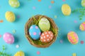 Happy easter foxgloves Eggs Animated Basket. White bunny mittens Bunny Festive Feasts. glyph background wallpaper Royalty Free Stock Photo