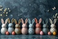 Happy easter freesia Eggs Chocolate Basket. White easter crafts Bunny huggable plush. Eggstravaganza background wallpaper