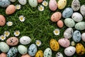 Happy easter goofy Eggs Bunny Surprises Basket. White hide eggs Bunny easter sweet pea. Beautiful bunch background wallpaper Royalty Free Stock Photo