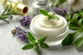 Skin care granuloma inguinale cream, anti aging revitalizing. Face maskcommodity. Beauty pipe Product mockup cucumber extract