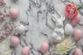 Happy easter hand scripted note Eggs Bunny Basket Basket. White Colorful Bunny happy easter. huggable background wallpaper