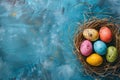 Happy easter Hope Eggs Cheerful Chickadees Basket. White Illustration Bunny Educational. type background wallpaper Royalty Free Stock Photo