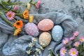 Happy easter imagination Eggs Celebrate Life Basket. White illustration process Bunny splashy. aesthetic background wallpaper Royalty Free Stock Photo