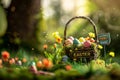 Happy easter Infographic Illustration Eggs Easter fest Basket. White hoppy tangy Bunny easter egg dyeing Easter egg bouquet Royalty Free Stock Photo